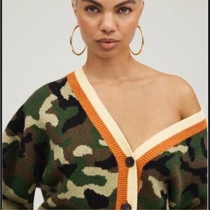 KBB by KAHLANA Women's - Dark Camouflage Cardigan with Orange Accent